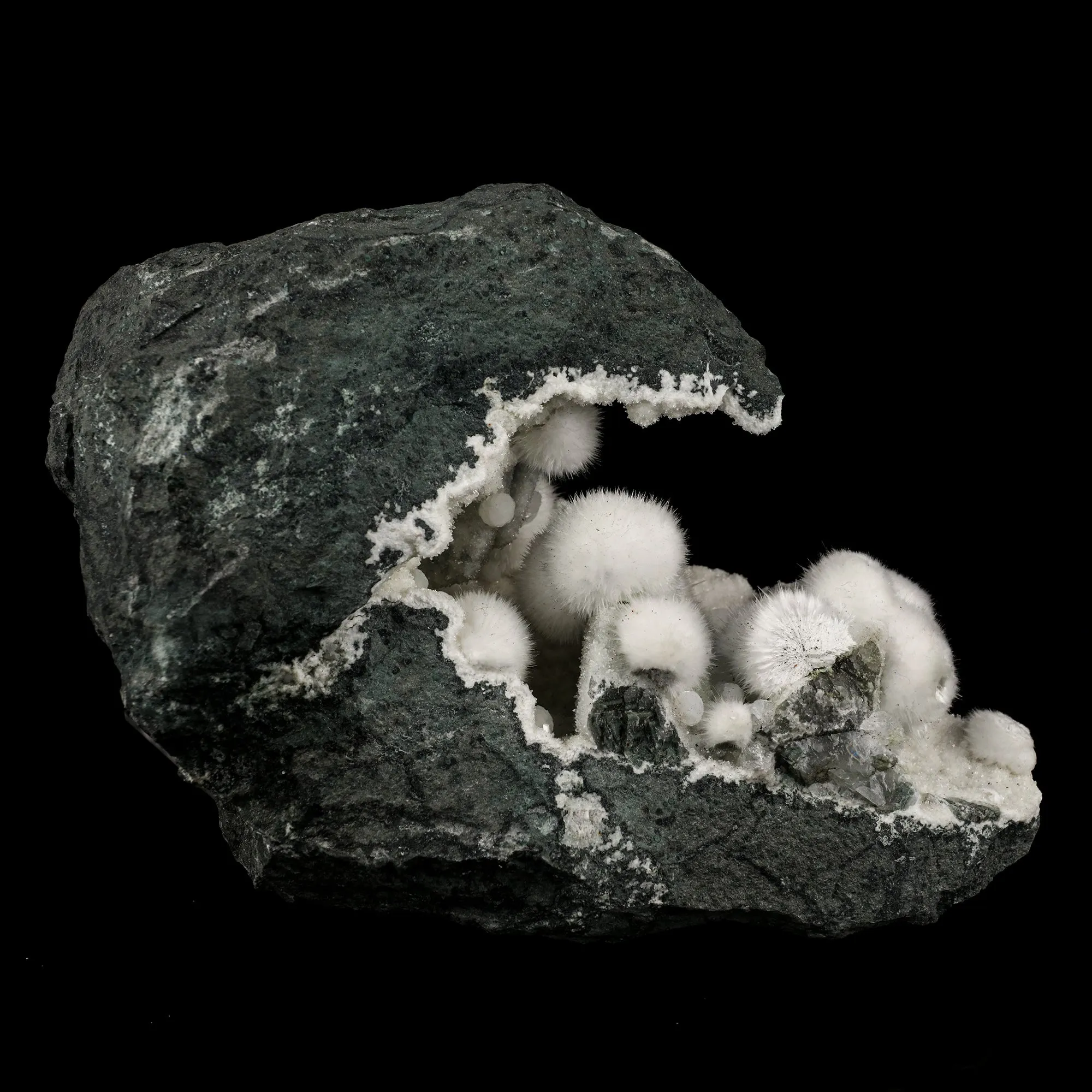 Okenite Big Puffballs Inside Geode Natural Mineral Specimen - image 4