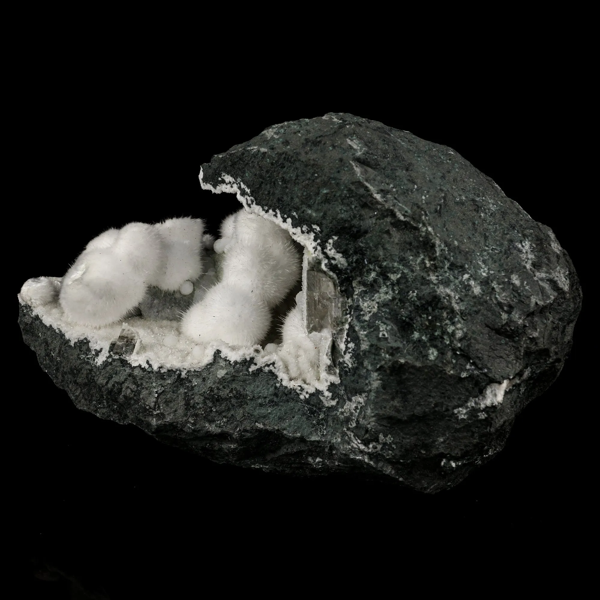 Okenite Big Puffballs Inside Geode Natural Mineral Specimen - image 3