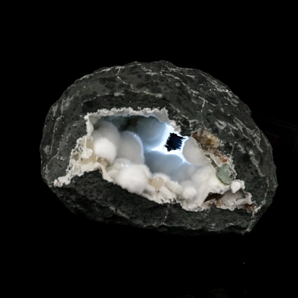 Okenite Big Puffballs Inside Geode Natural Mineral Specimen - image 2