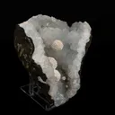 Okenite Puff Balls Inside MM Quartz Geode Natural Mineral Specimen - image 3