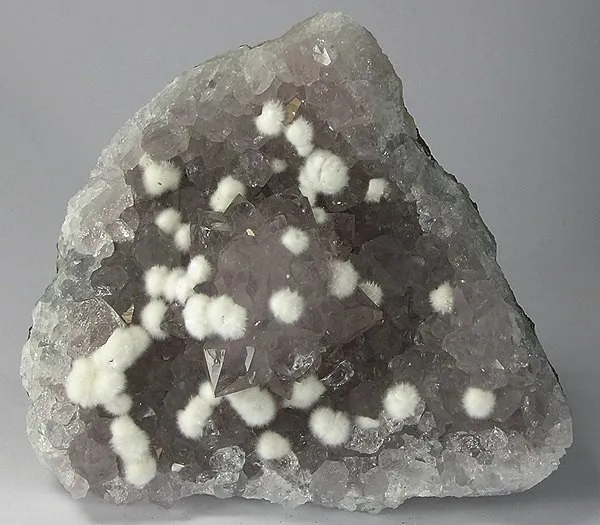 Okenite, Quartz (Var: Amethyst) image