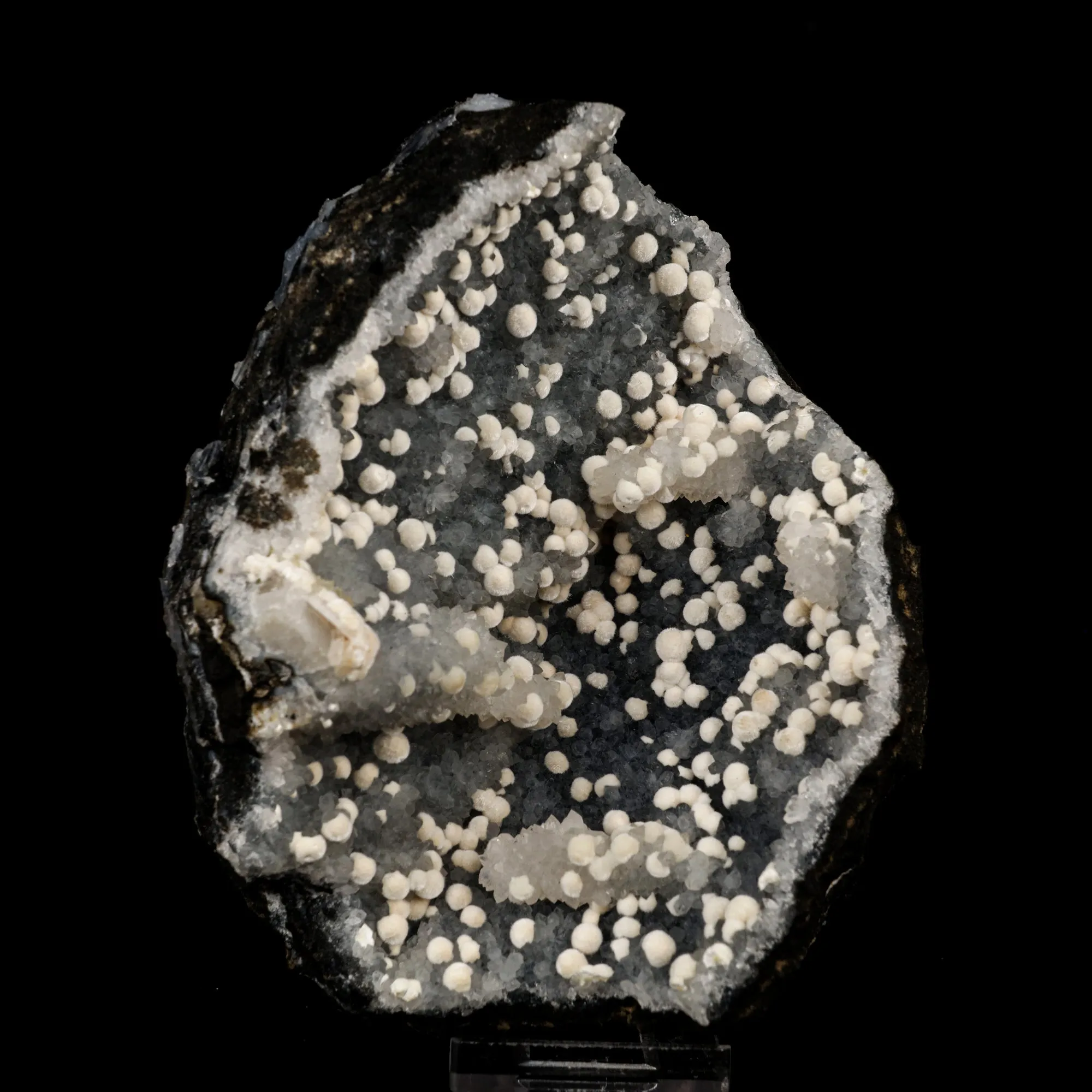 Okenite Small Puffballs on MM Quartz Natural Mineral Specimen - image 1