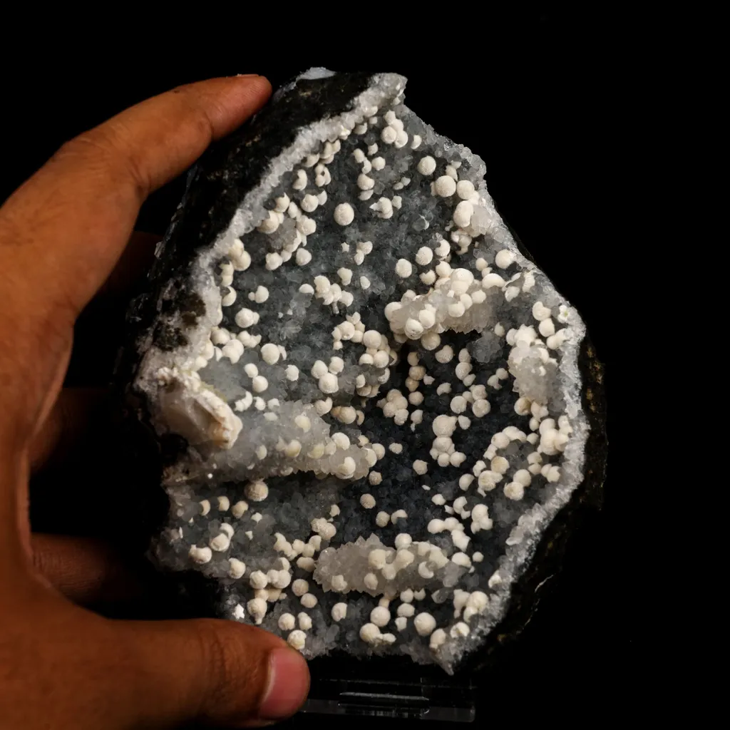 Okenite Small Puffballs on MM Quartz Natural Mineral Specimen - image 4