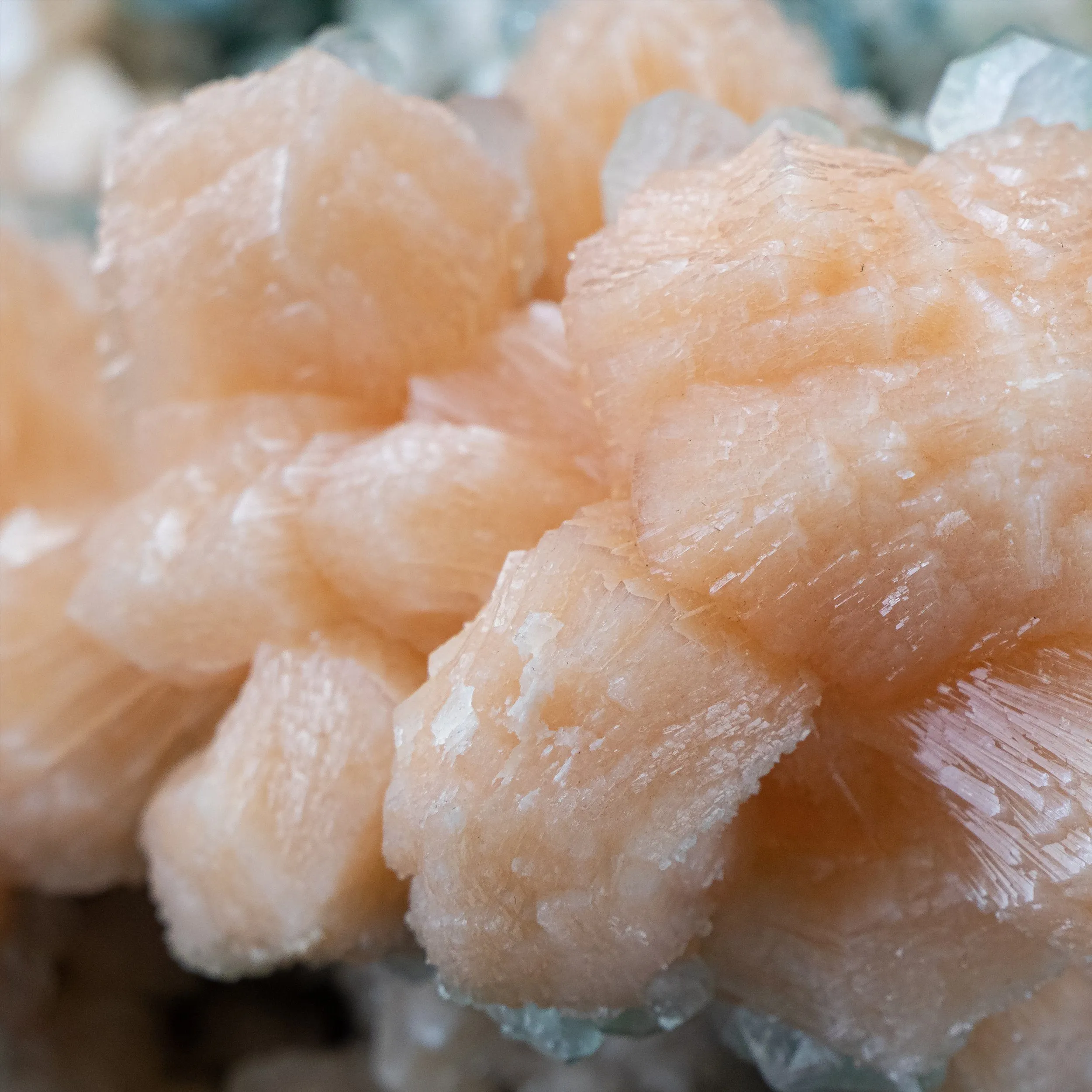 One time find of bright orange crystals with Unusual growth of Green Marshy Apophyllite  - - image 6