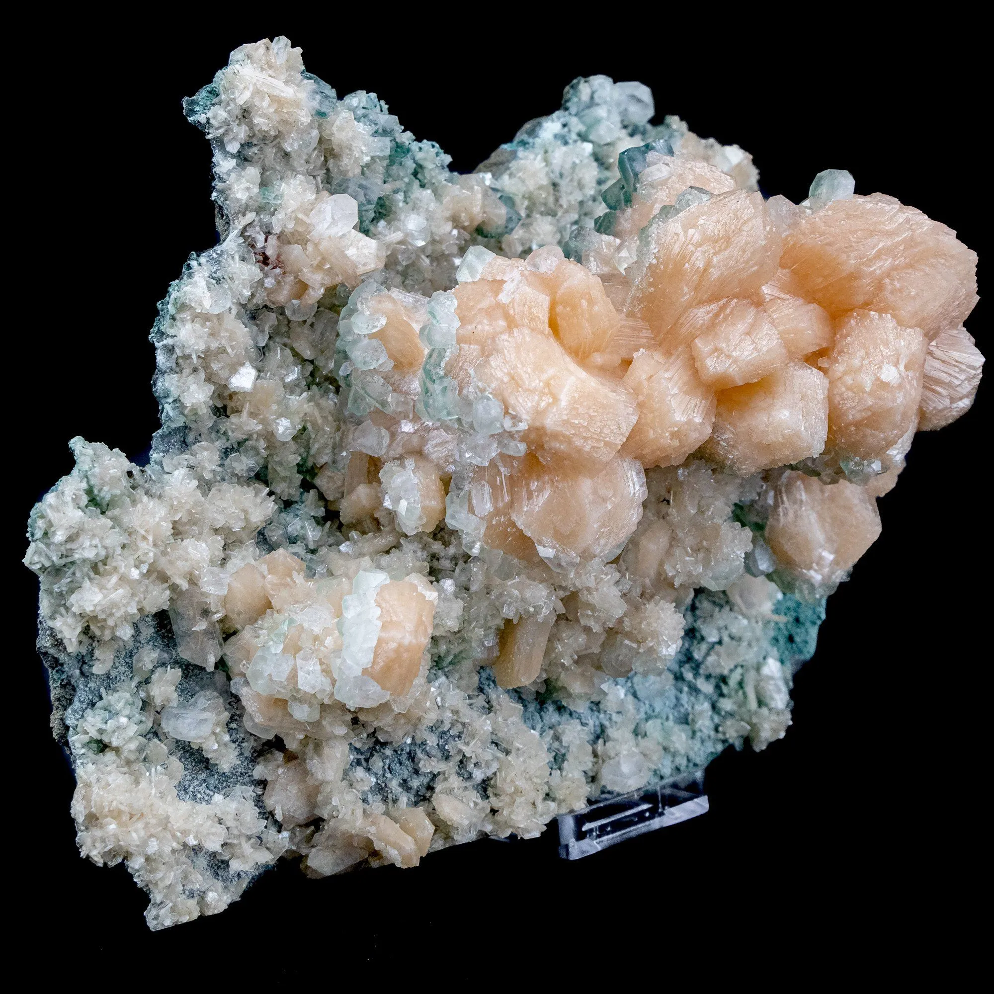 One time find of bright orange crystals with Unusual growth of Green Marshy Apophyllite  - - image 3