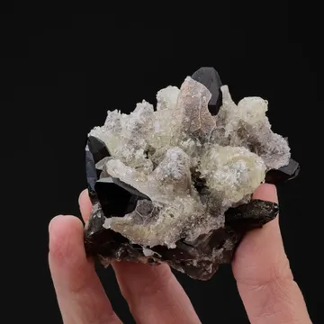 Opal var. Hyalite on Smoky Quartz