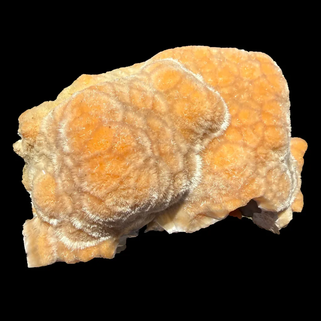 Orange Botryoidal Thomsonite with Needle Mesolite & Calcite – Indian Zeolite Mineral Specimen from Madhya Pradesh - image 9