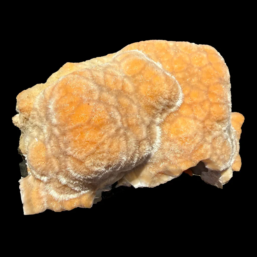 Orange Botryoidal Thomsonite with Needle Mesolite & Calcite – Indian Zeolite Mineral Specimen from Madhya Pradesh - image 8