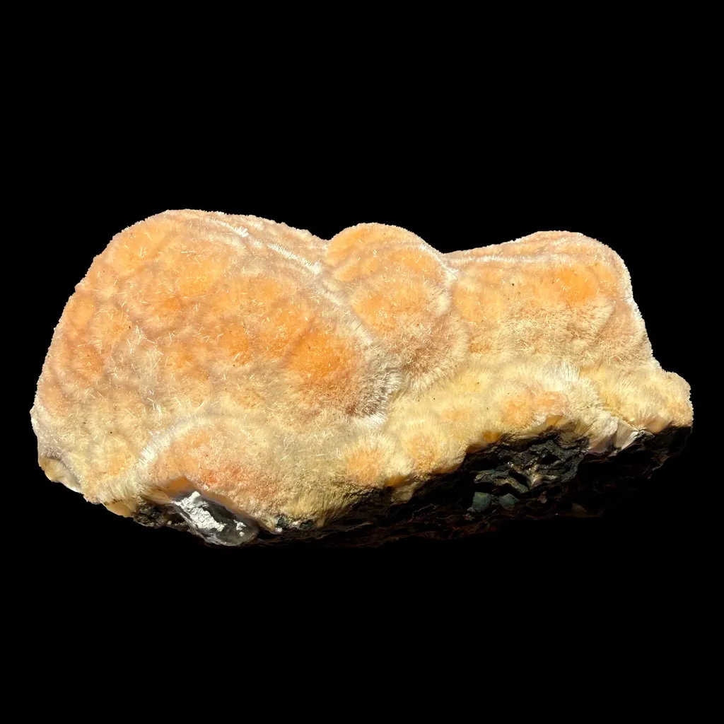 Orange Botryoidal Thomsonite with Needle Mesolite & Calcite – Indian Zeolite Mineral Specimen from Madhya Pradesh - image 6
