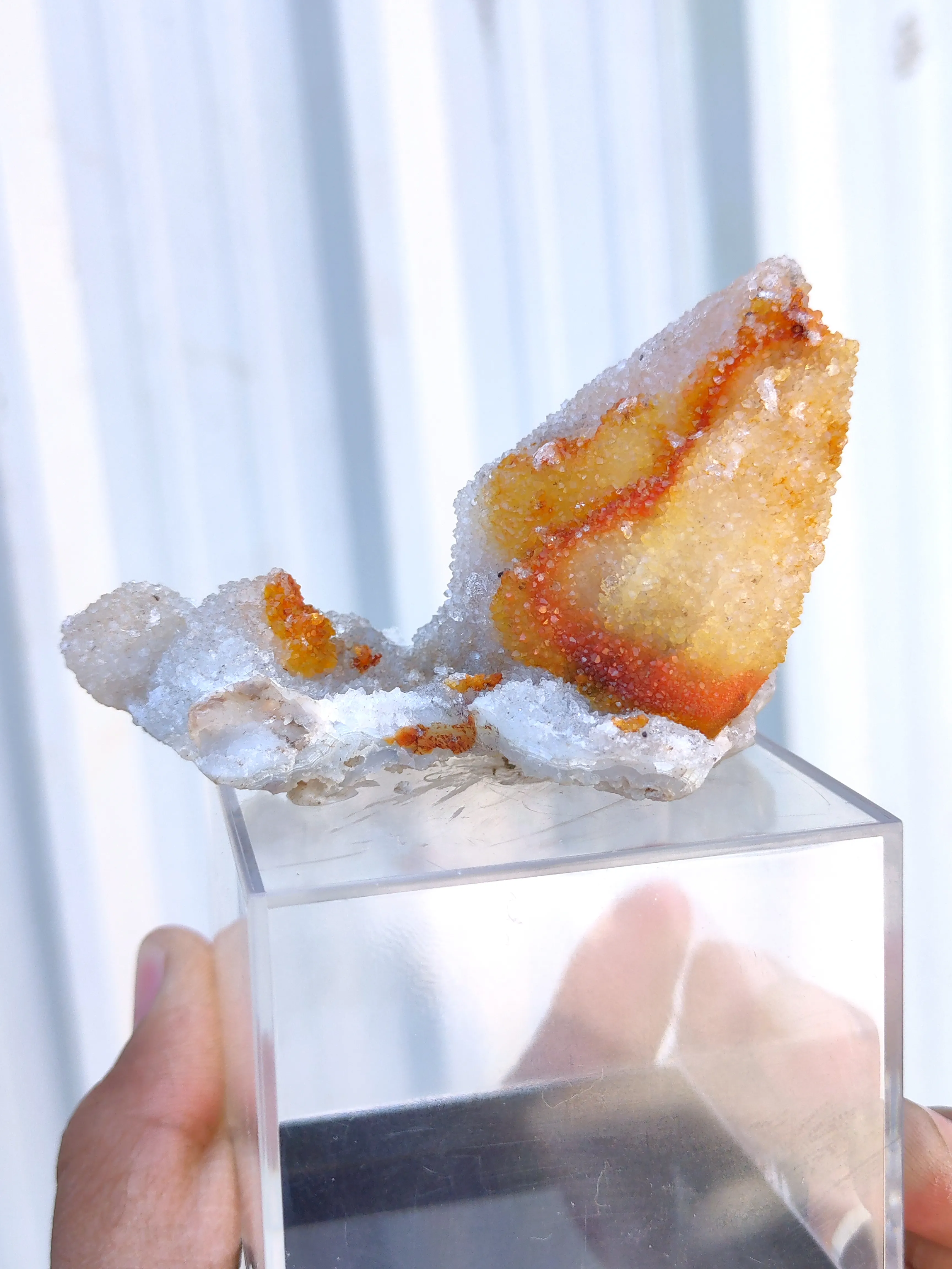 Orange Hematite on Coated Calcite with Druzy Quartz - image 4