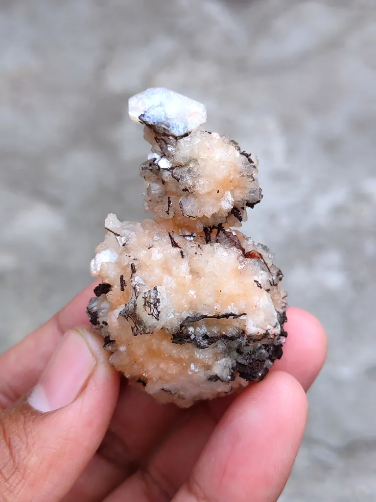 Orange Heulandite Ball with Chalcedony - image 7