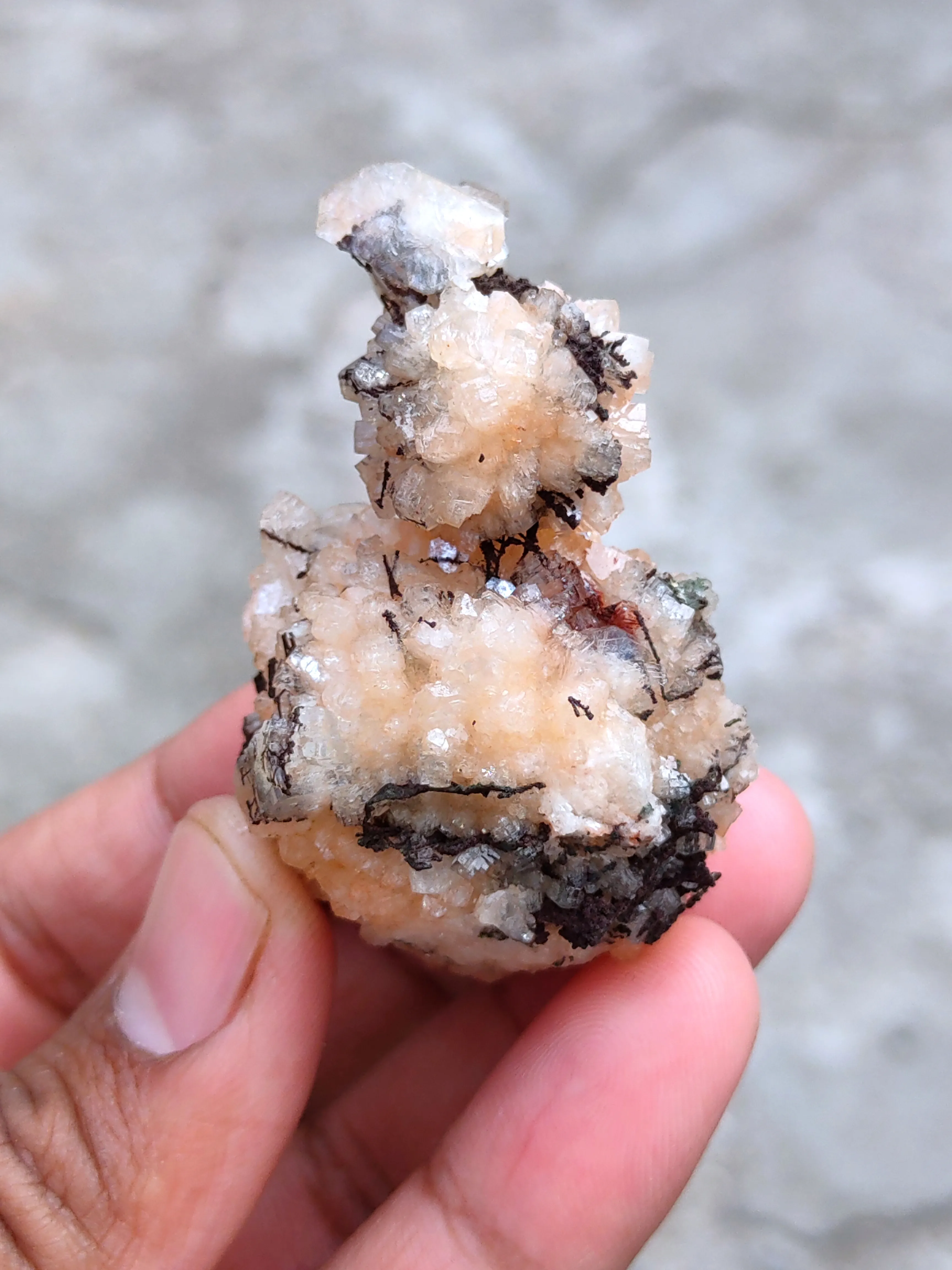 Orange Heulandite Ball with Chalcedony - image 5