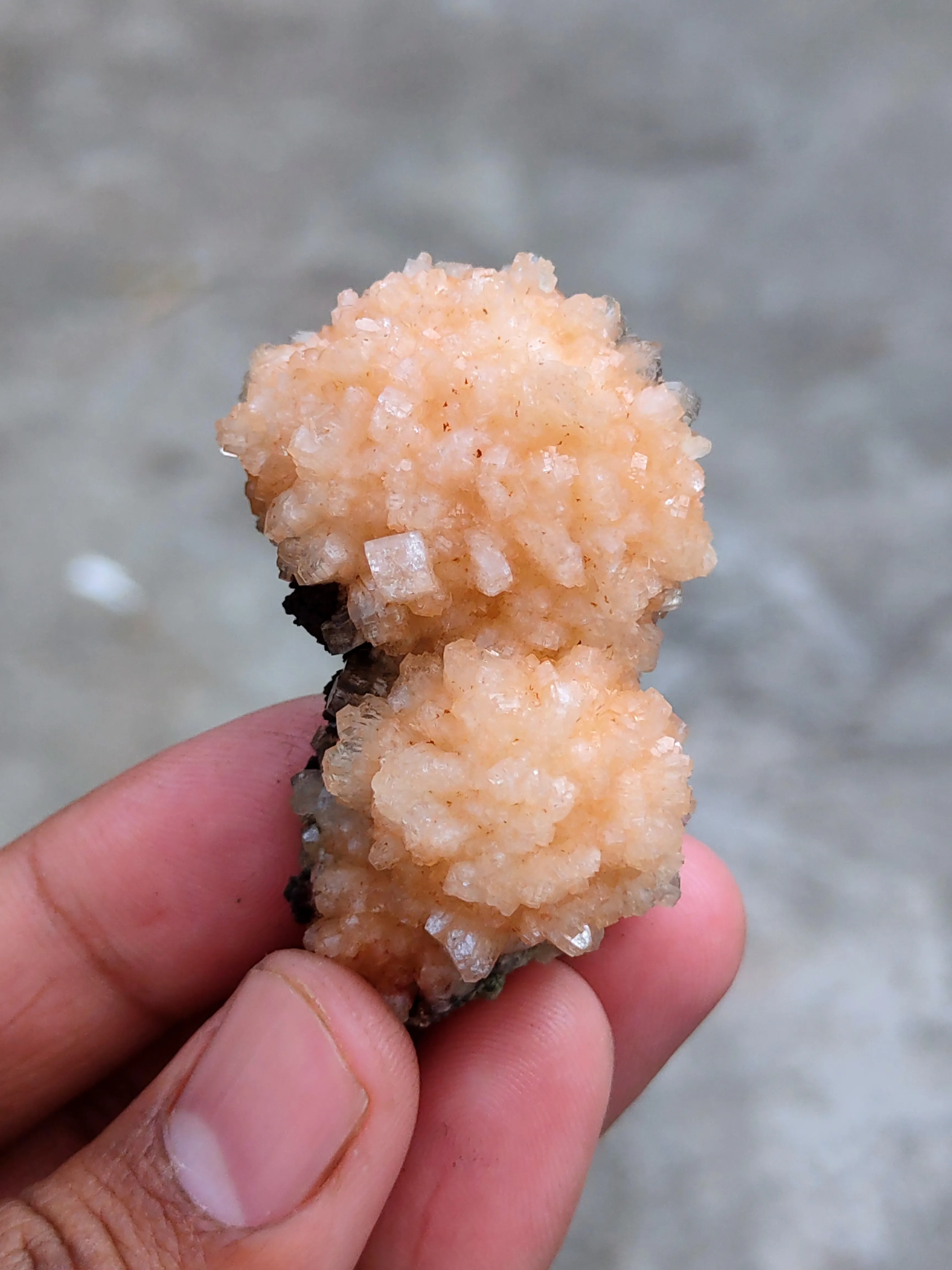 Orange Heulandite Ball with Chalcedony - image 2