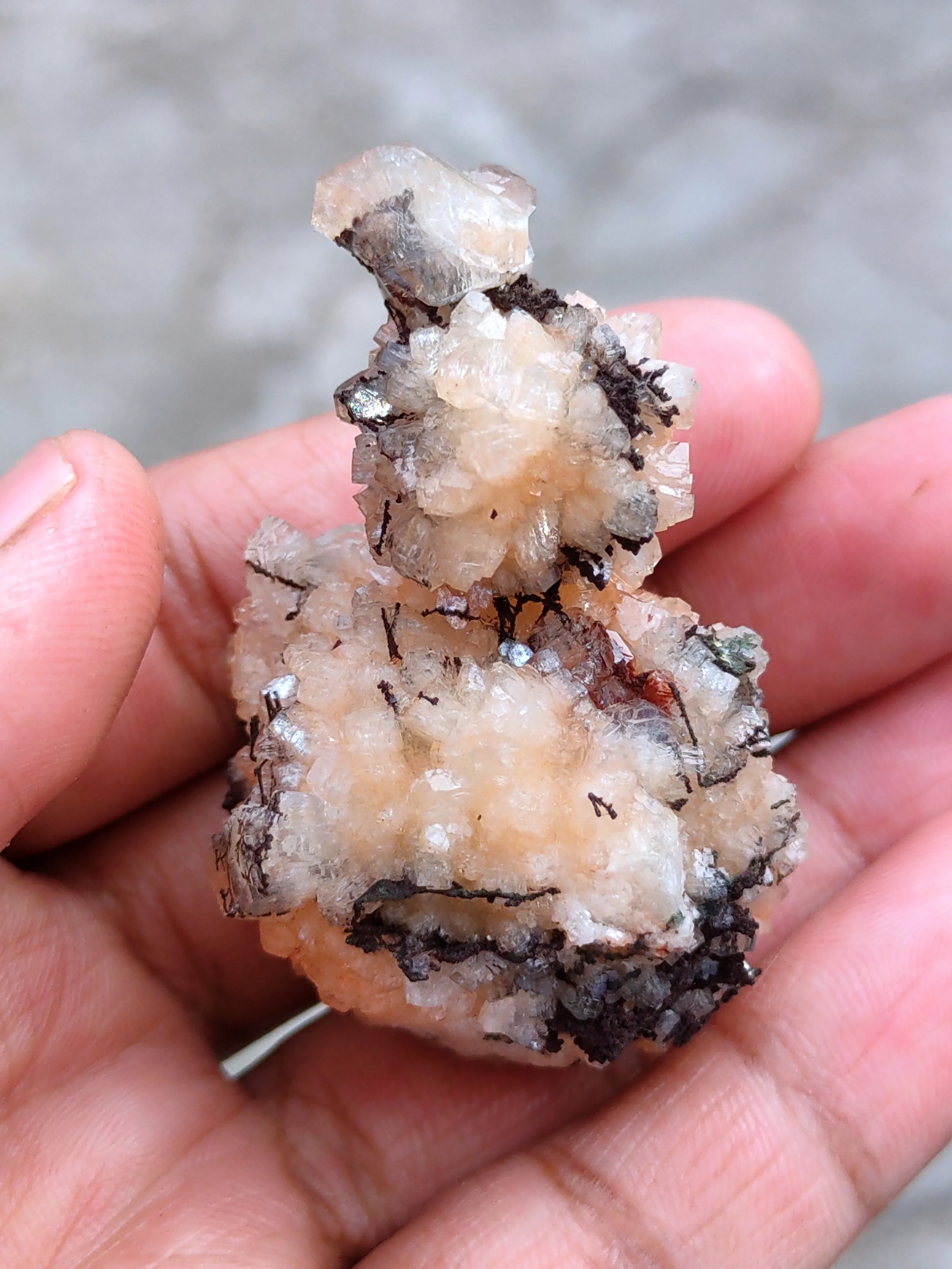 Orange Heulandite Ball with Chalcedony - image 4