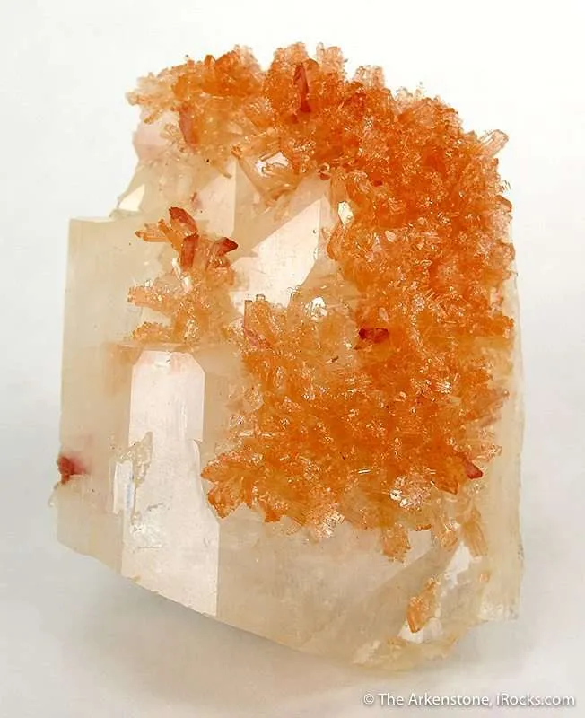 Orange Prehnite on Calcite - image 1