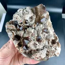 Orange Red Spessartine Garnet combine Smoky Quartz on Matrix from China - image 7