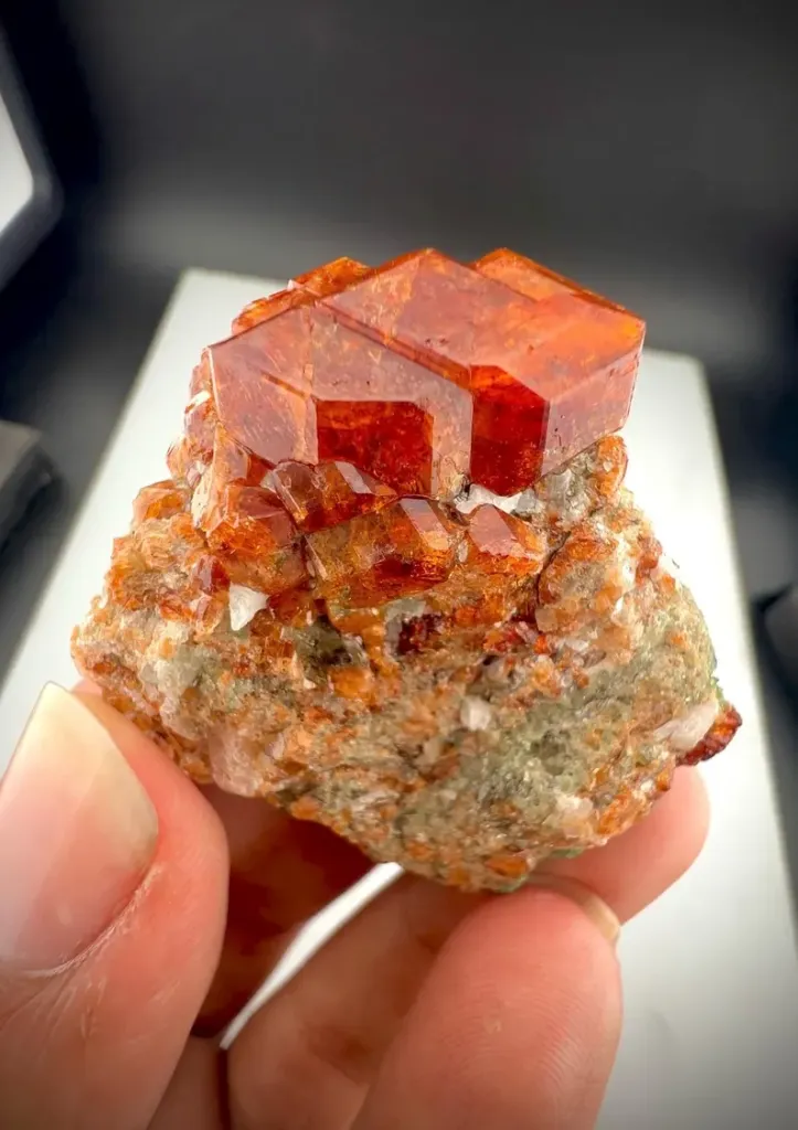 orange Spessartine Garnet Crystals from Pakistan - image 4