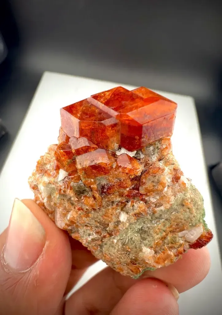 orange Spessartine Garnet Crystals from Pakistan - image 5