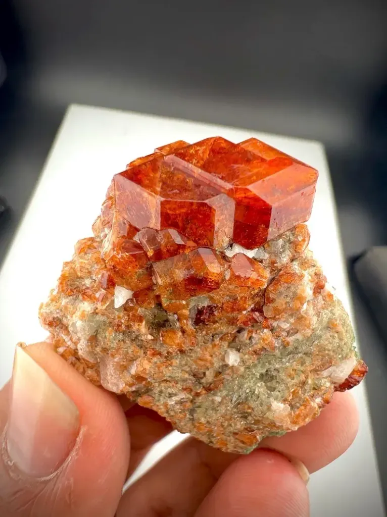 orange Spessartine Garnet Crystals from Pakistan - image 3