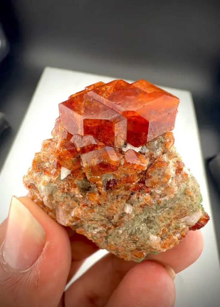 orange Spessartine Garnet Crystals from Pakistan - image 7