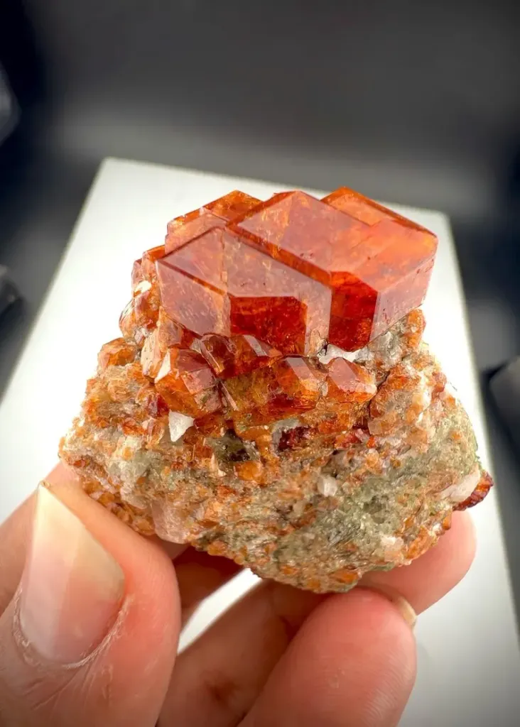 orange Spessartine Garnet Crystals from Pakistan - image 6