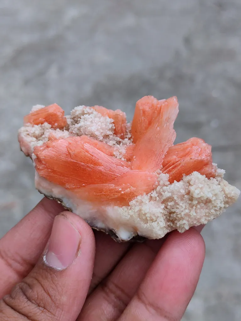 Orange Stilbite With Prehnite. Natural Mineral specimen. - image 2