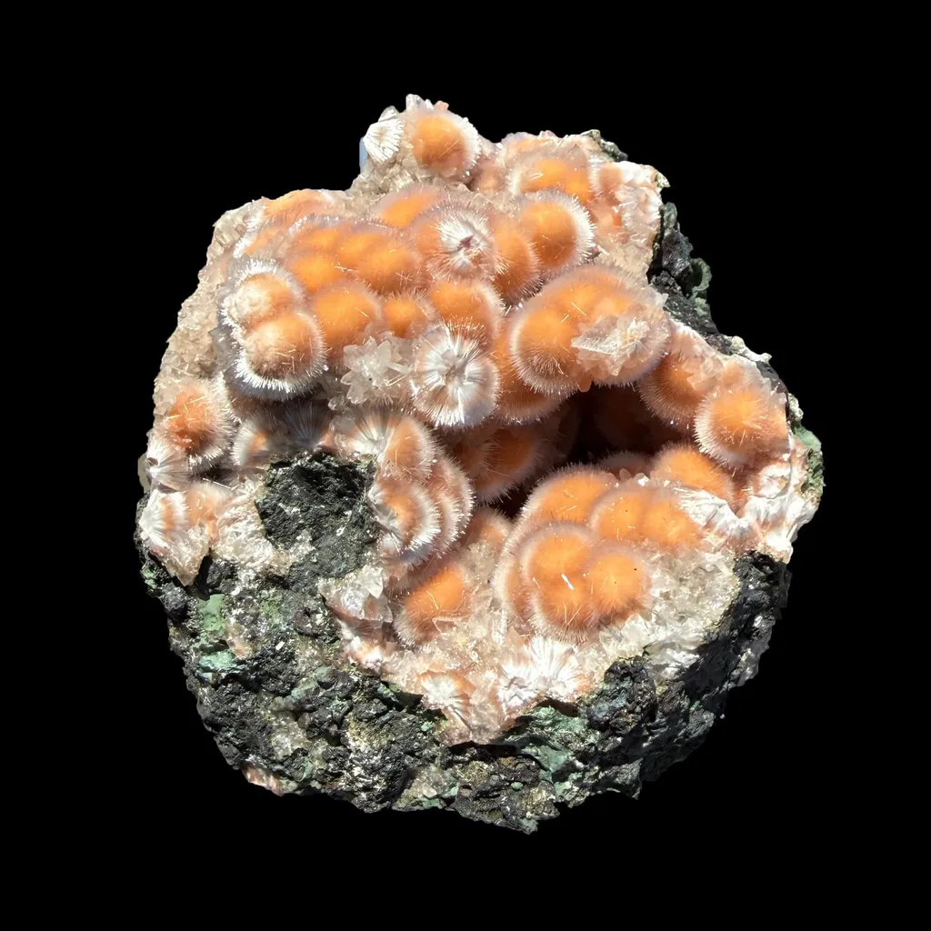Orange Thomsonite with Mesolite Natural Mineral Specimen from Madhya Pradesh - image 3
