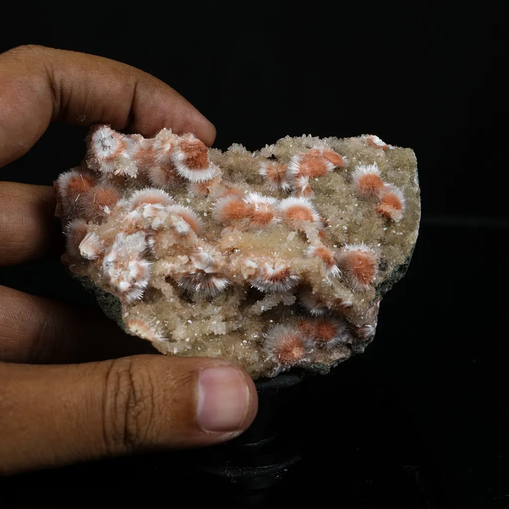 Orange Thomsonite with Mesolite Natural Mineral Specimen from Madhya Pradesh - image 4
