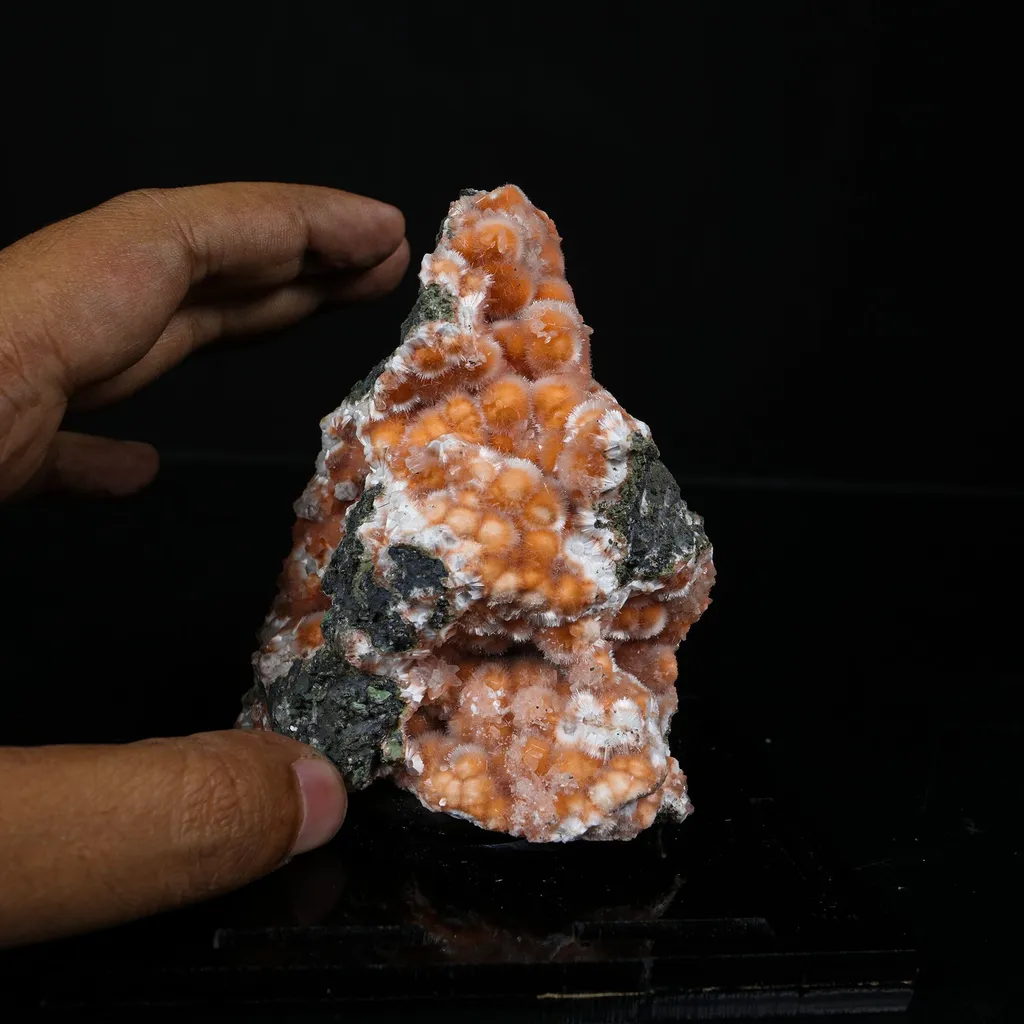 Orange Thomsonite with Mesolite Natural Mineral Specimen from Madhya Pradesh - image 4