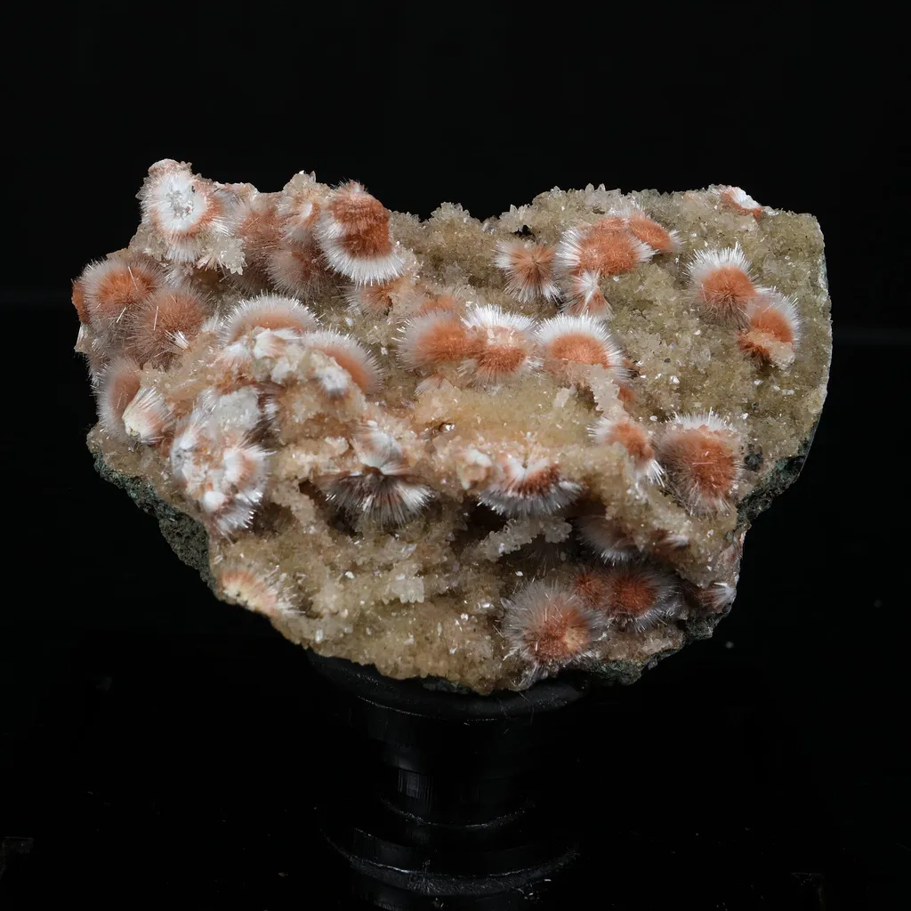 Orange Thomsonite with Mesolite Natural Mineral Specimen from Madhya Pradesh image