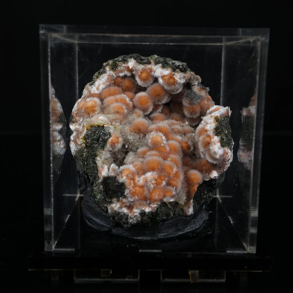 Orange Thomsonite with Mesolite Natural Mineral Specimen from Madhya Pradesh - image 5