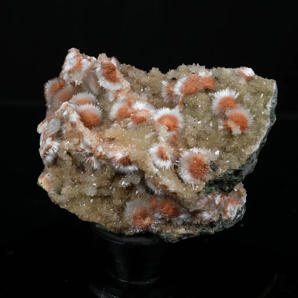 Orange Thomsonite with Mesolite Natural Mineral Specimen from Madhya Pradesh - image 2