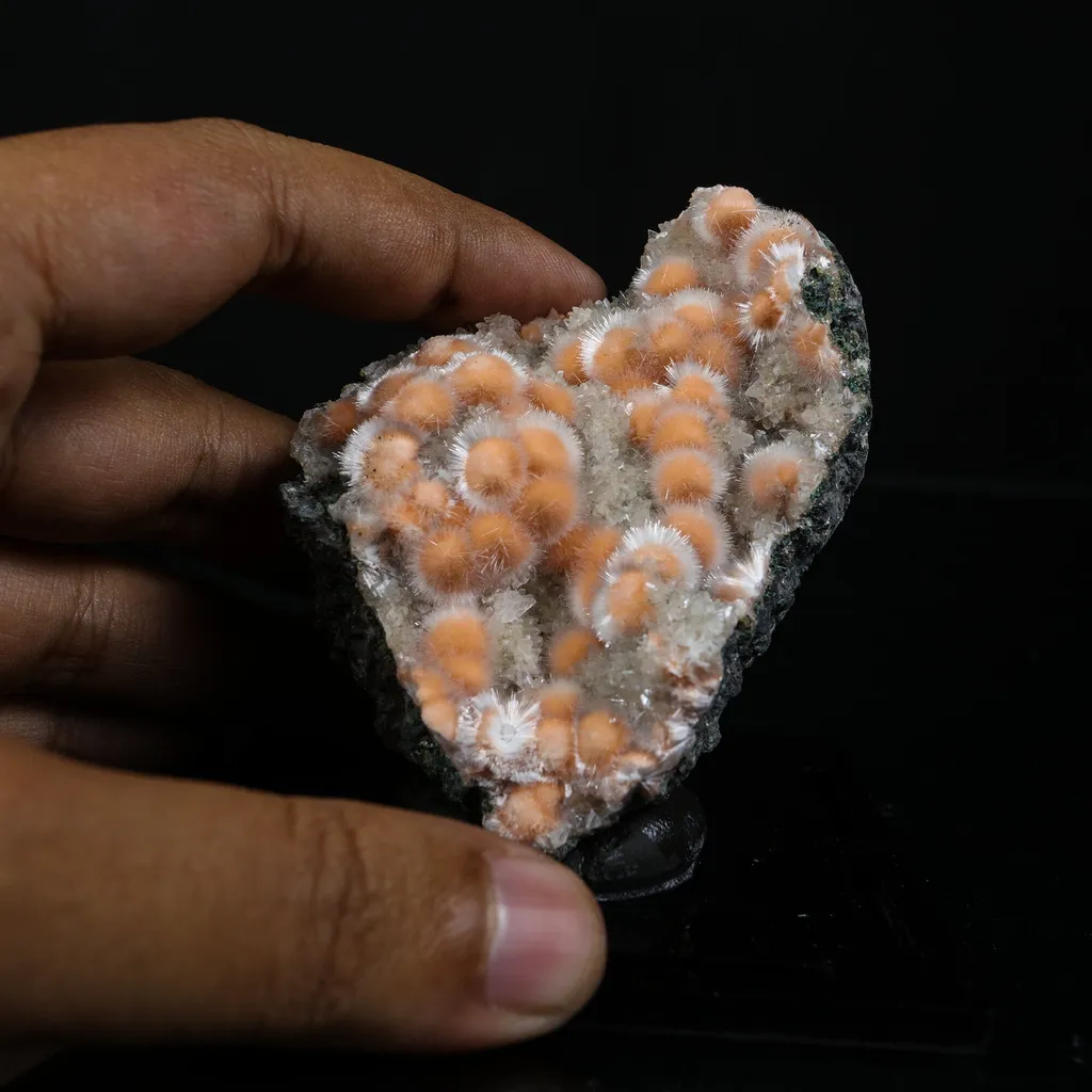 Orange Thomsonite with Mesolite Natural Mineral Specimen from Madhya Pradesh - image 4