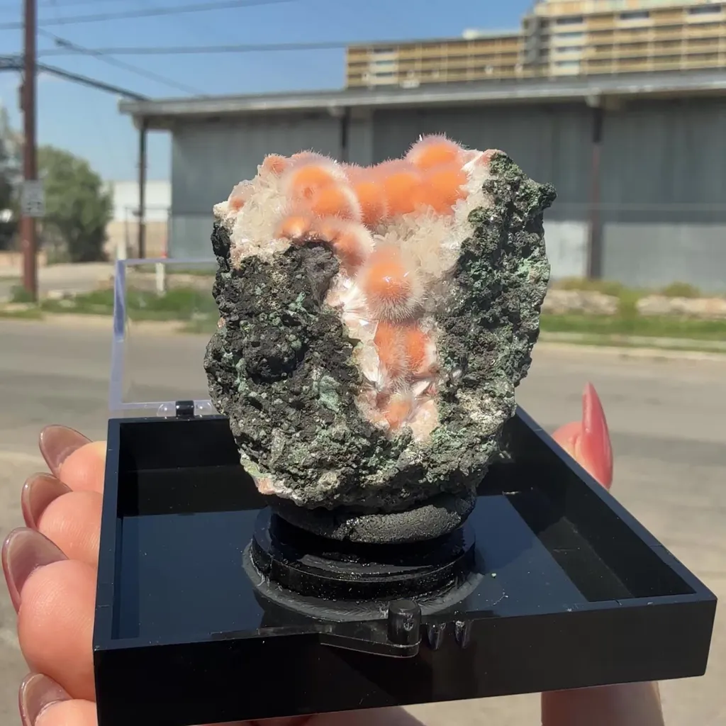 Orange Thomsonite with Mesolite Natural Mineral Specimen from Madhya Pradesh - image 2