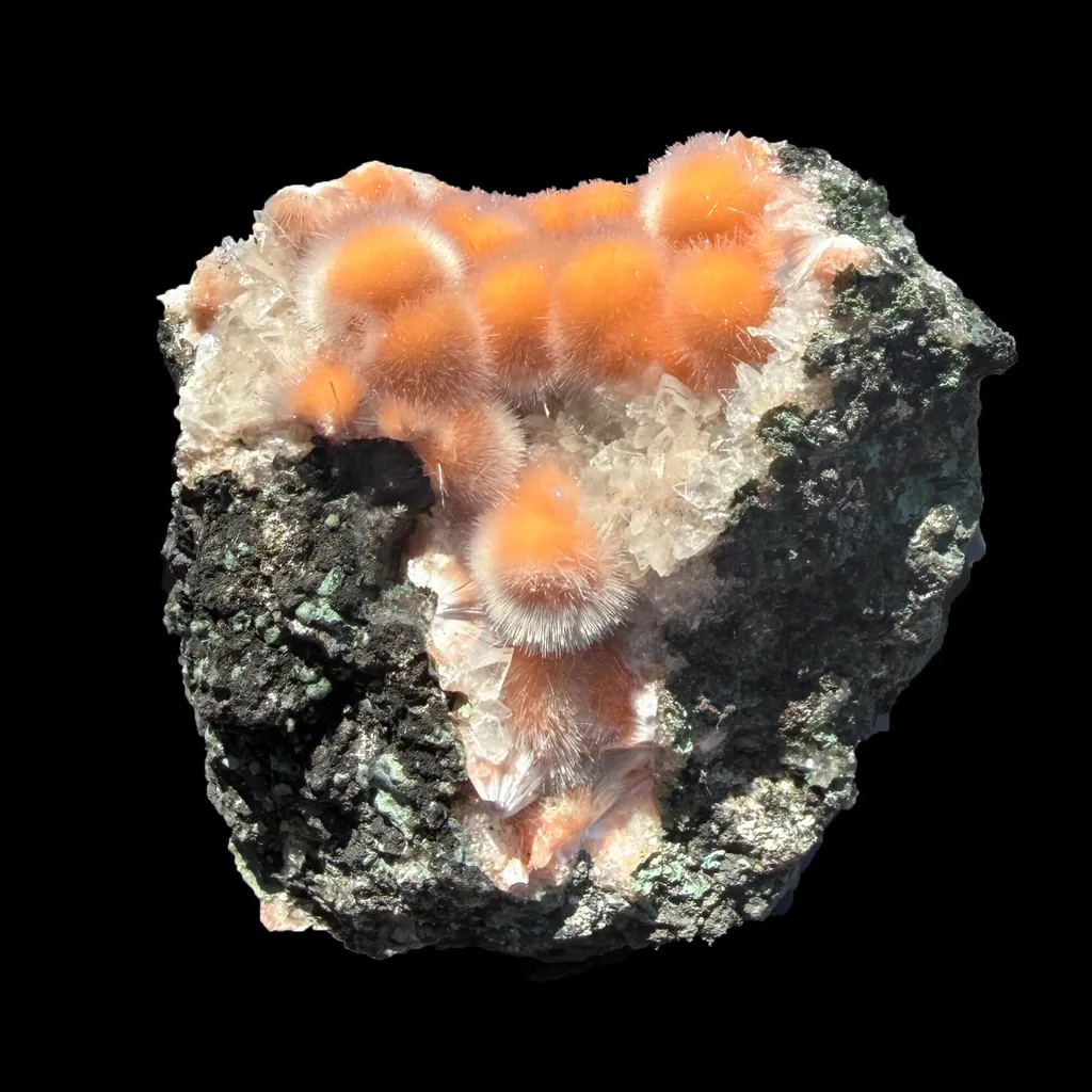 Orange Thomsonite with Mesolite Natural Mineral Specimen from Madhya Pradesh image