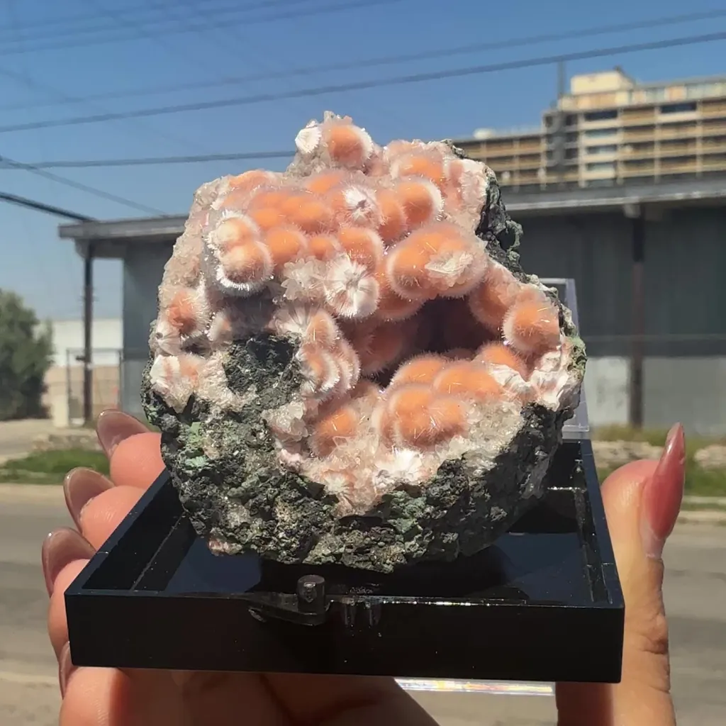 Orange Thomsonite with Mesolite Natural Mineral Specimen from Madhya Pradesh - image 2