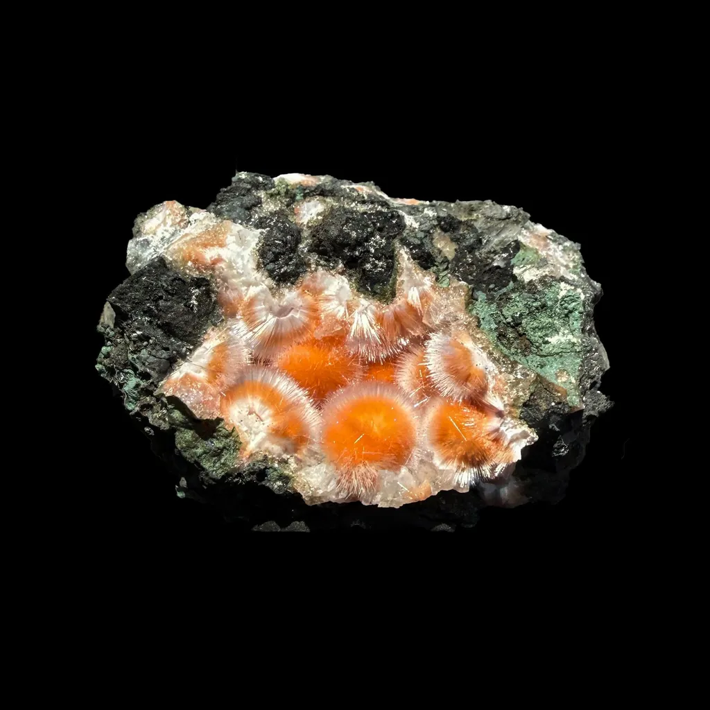 Orange Thomsonite with Mesolite Natural Mineral Specimen from Madhya Pradesh image
