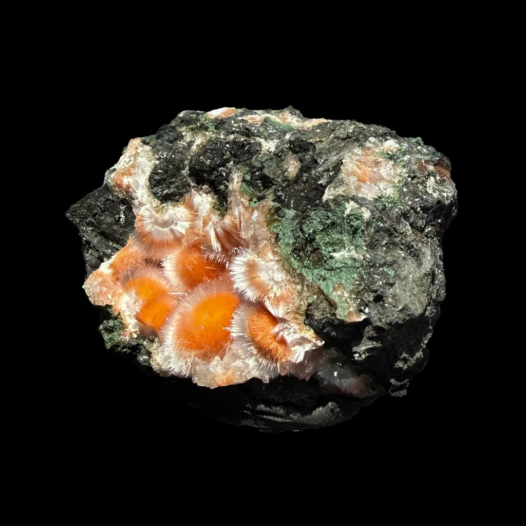 Orange Thomsonite with Mesolite Natural Mineral Specimen from Madhya Pradesh - image 4