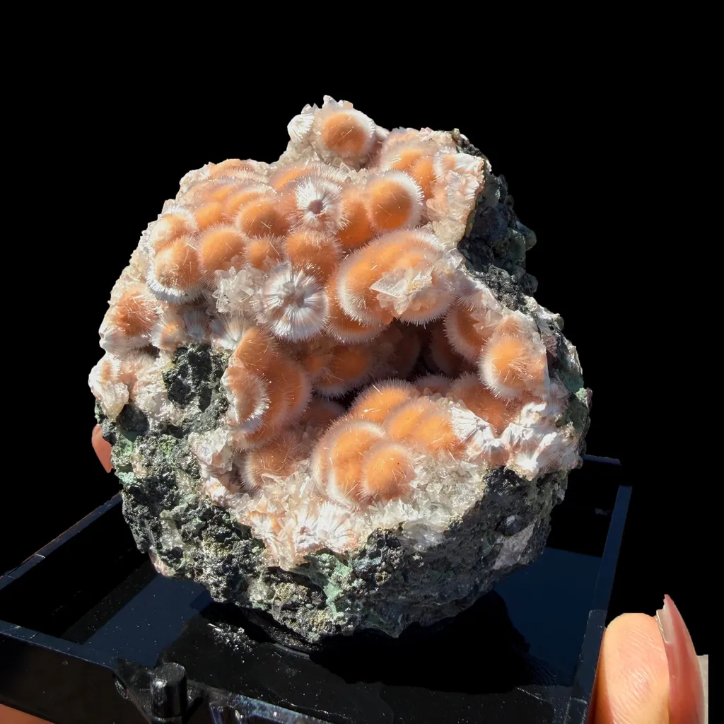 Orange Thomsonite with Mesolite Natural Mineral Specimen from Madhya Pradesh - image 4