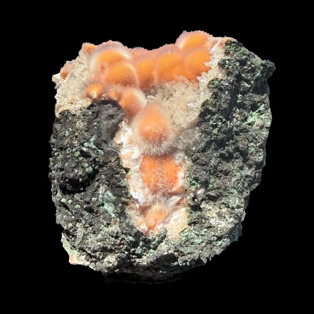 Orange Thomsonite with Mesolite Natural Mineral Specimen from Madhya Pradesh - image 4