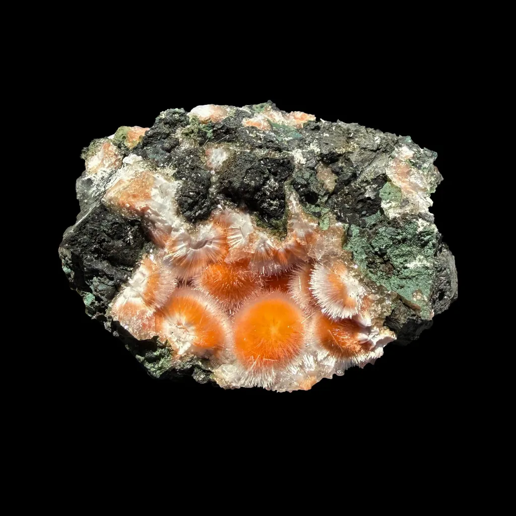 Orange Thomsonite with Mesolite Natural Mineral Specimen from Madhya Pradesh - image 3
