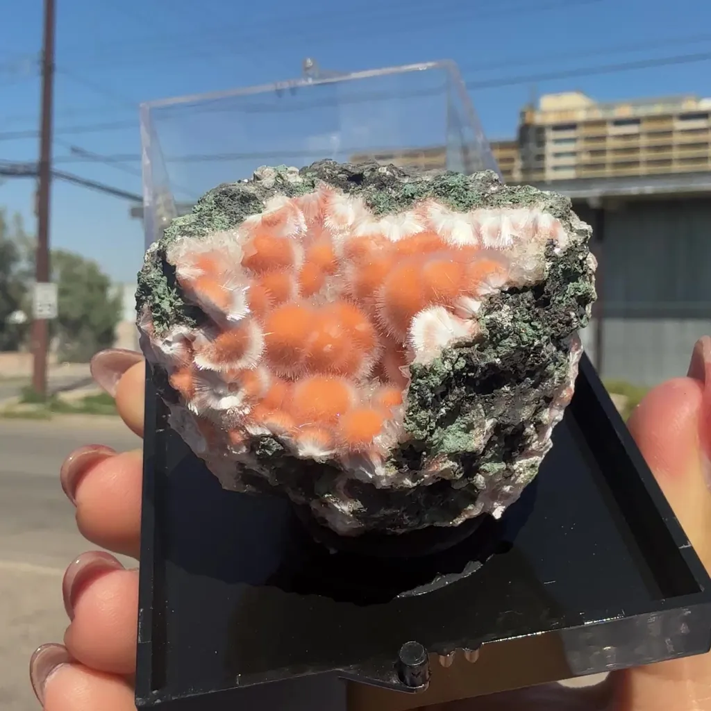 Orange Thomsonite with Mesolite Natural Mineral Specimen from Madhya Pradesh, India DKT84 - image 2