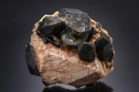 Orthoclase with Tourmaline group and Quartz var. Smoky Quartz - image 1