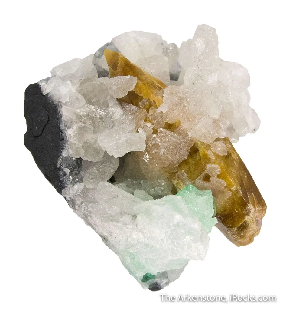 Parisite-(Ce) with Calcite, Emerald, and Apatite - image 3