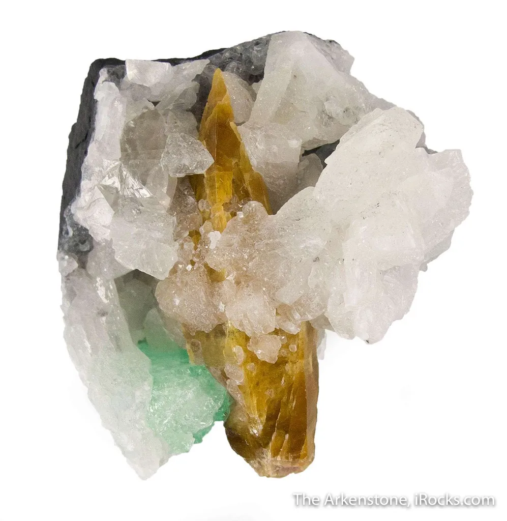Parisite-(Ce) with Calcite, Emerald, and Apatite - image 2