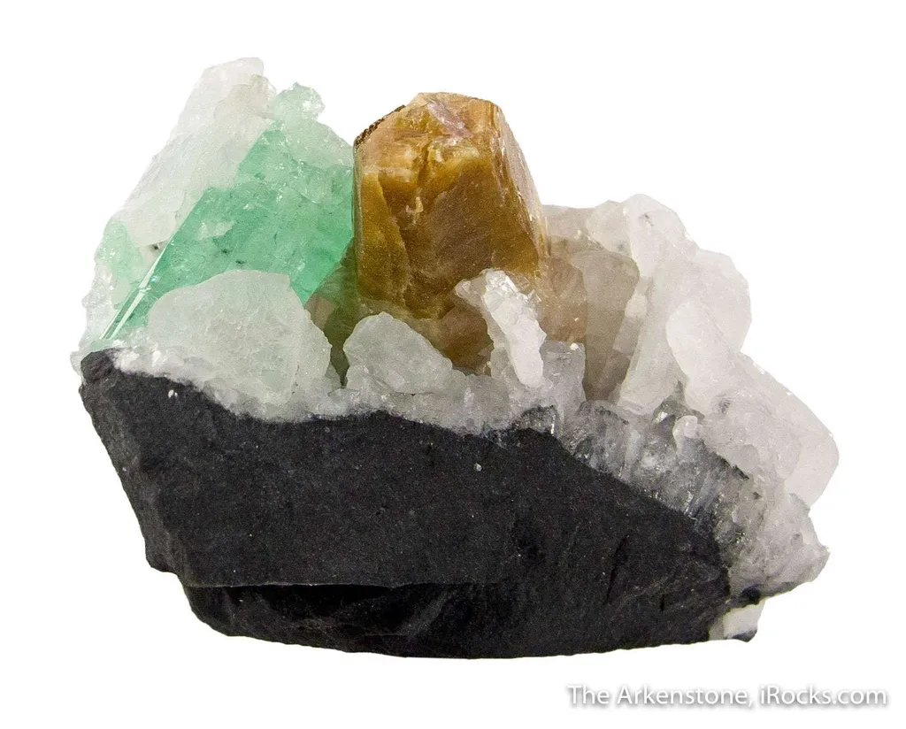 Parisite-(Ce) with Calcite, Emerald, and Apatite - image 4