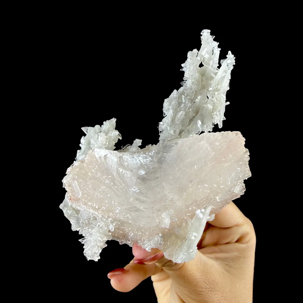Peach Heulandite on Chalcedony & Stilbite Matrix - Natural Indian Zeolite Mineral from Jalgaon - image 3
