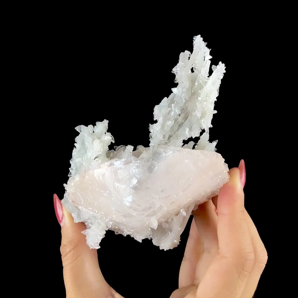 Peach Heulandite on Chalcedony & Stilbite Matrix - Natural Indian Zeolite Mineral from Jalgaon - image 2