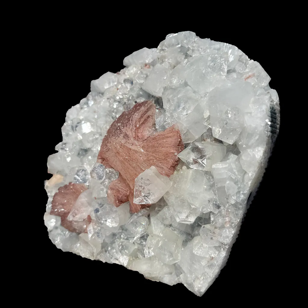 Peach Heulandite on Sparkling Clear Apophyllite Matrix from Jalgaon Maharashtra India | Natural Zeolite Mineral Specimen DKT80 - image 5