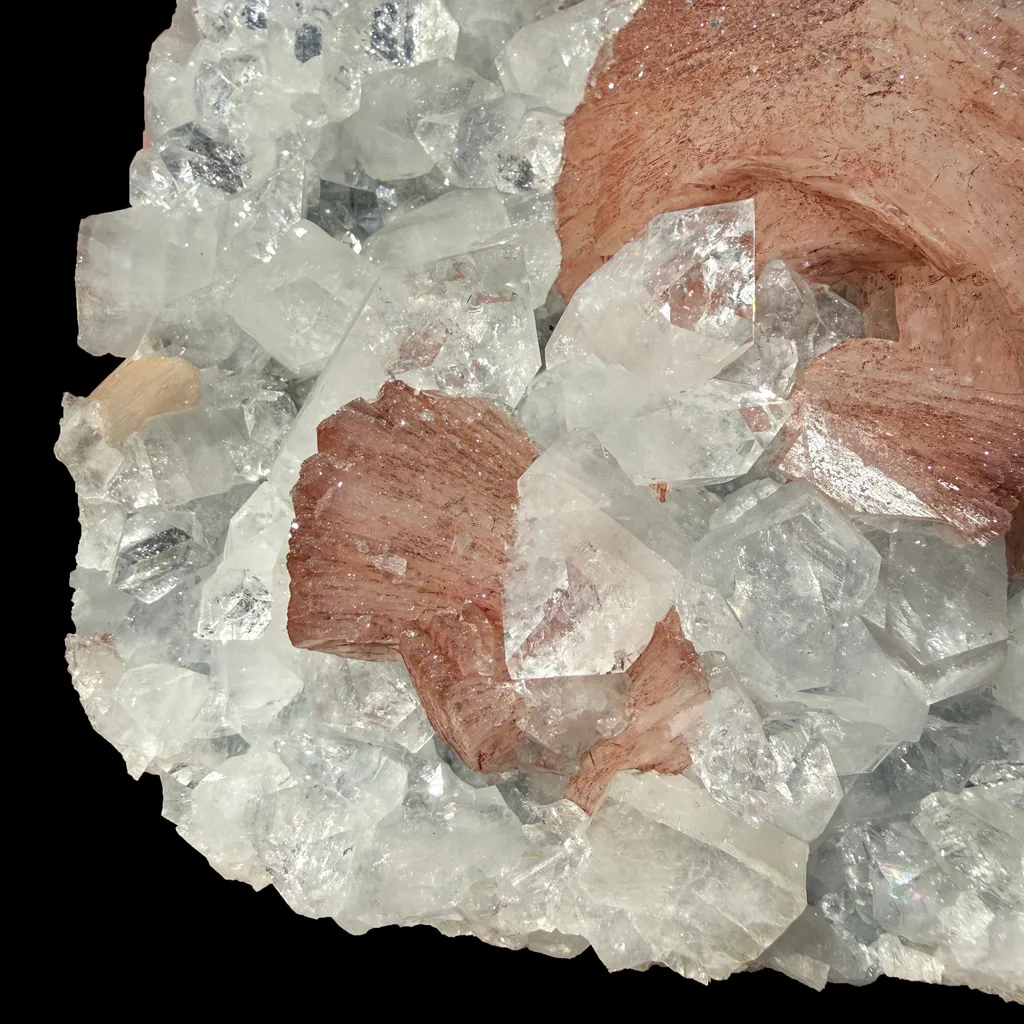 Peach Heulandite on Sparkling Clear Apophyllite Matrix from Jalgaon Maharashtra India | Natural Zeolite Mineral Specimen DKT80 - image 7
